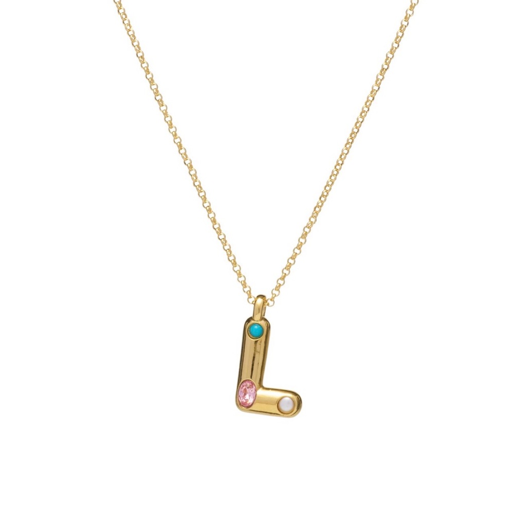 Mayamar Jewelry Embellished Initial Necklace - Letter “L”